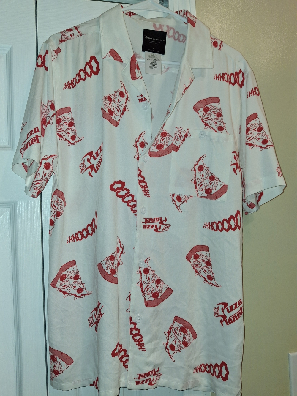 Disney Foofs White & Red Pizza Planet Short-Sleeve Shirt